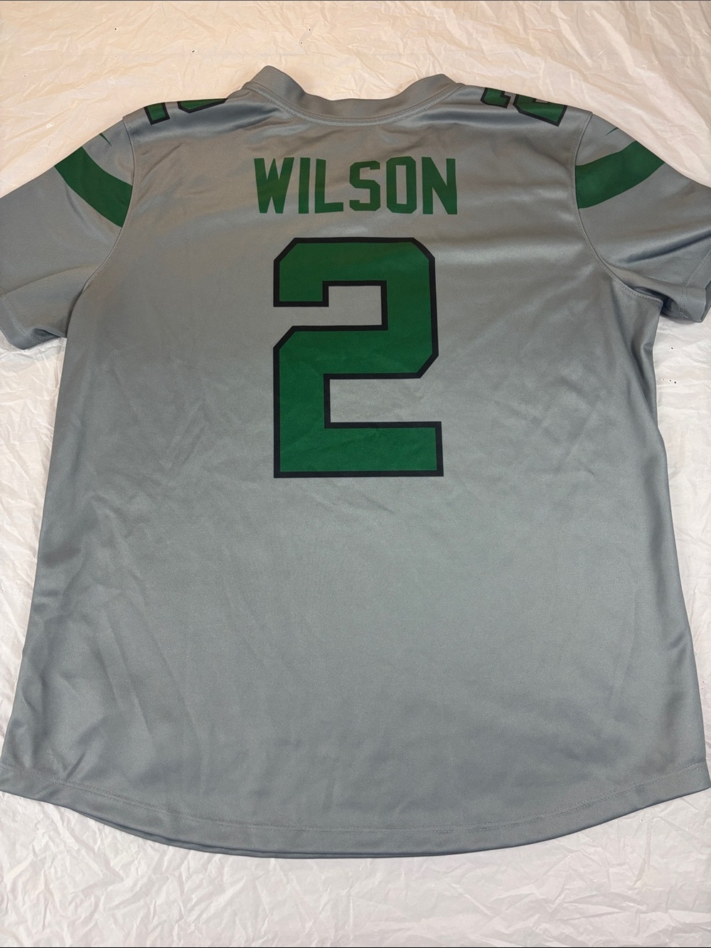 NIKE NFL NEW YORK JETS WILSON #2 GRAY DRI FIT JERSEY